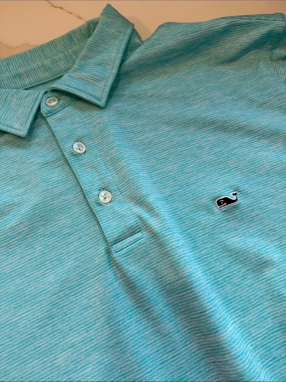 Vineyard Vines Light Aqua Striped Polo Shirt